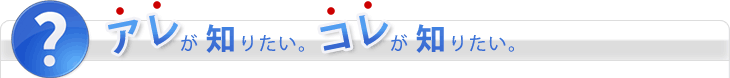 アレが知りたい。コレが知りたい。